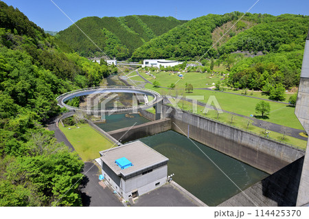 日吉ダム 下流側の公園の景色（京都府南丹市日吉町） 114425370
