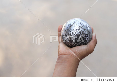 Kid hand hold in playing sport in free time for learning 114425494