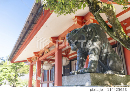 新緑の鞍馬寺　本殿金堂　阿吽の虎 114425628