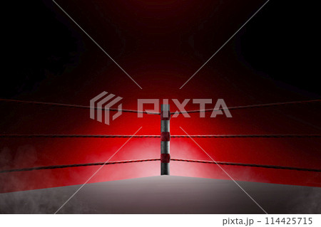 Red rope on the boxing ring corner Red rope on the boxing ring corner 114425715