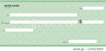 Blank bank cheque. Personal desk check template 114425904