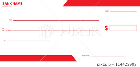 Blank bank cheque. Personal desk check template 114425908