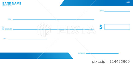 Blank bank cheque. Personal desk check template 114425909