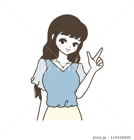 指差しする女性 指差しする女性 114426600
