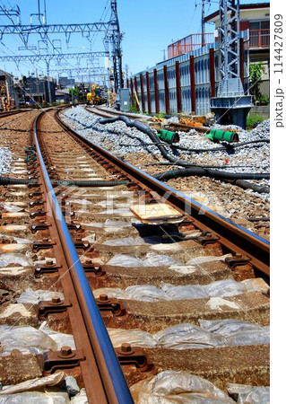 進む準備段階… 高架化に向け線路切替工事を目前に控えた『春日部~北春日部駅間』上り本線 進む準備段階… 高架化に向け線路切替工事を目前に控えた『春日部~北春日部駅間』上り本線 114427809