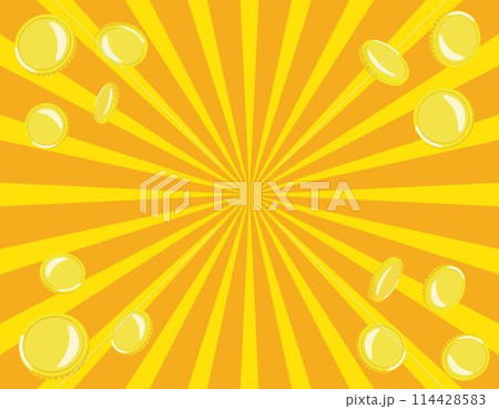 黄色い集中線とコインがはじけ飛ぶイメージ 114428583