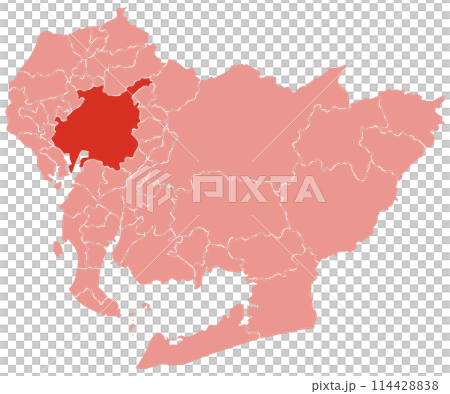 愛知縣可分割地圖,突出顯示名古屋市 愛知縣可分割地圖,突出顯示名古屋市 114428838