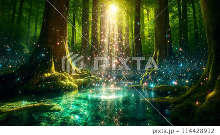 幻想の森の泉のイラスト素材 [114428912] - PIXTA