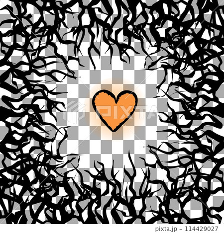 Transparent background heart stuck in branches as if in a nest. Vector illustration transparent background theme of health loneliness and overcoming Transparent background heart stuck in branches as if in a nest. Vector illustration transparent background theme of health loneliness and overcoming 114429027