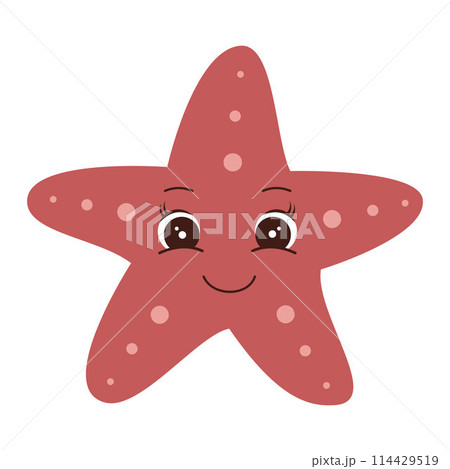Cartoon starfish Ocean animal Exotic underwater cute creature Marine life Isolated Backgrounds 114429519