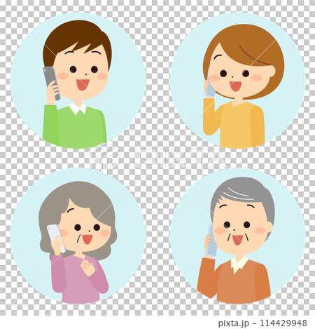 Set of people talking on smartphones Set of people talking on smartphones 114429948
