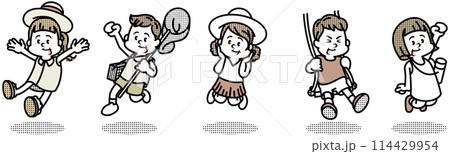 夏の子供たちのイラスト 114429954