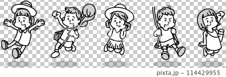 夏の子供たちのイラスト 夏の子供たちのイラスト 114429955