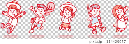 夏の子供たちのイラスト 114429957