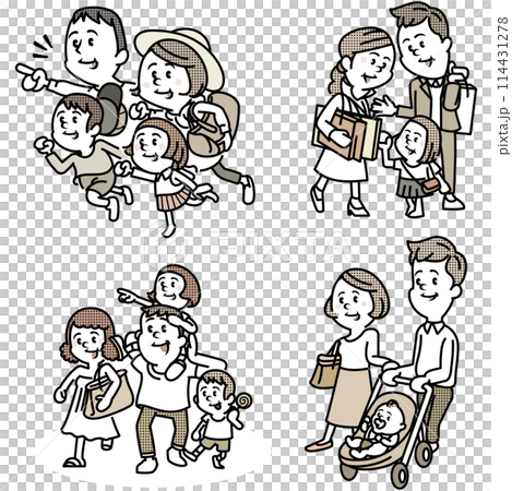 家庭郊遊的插畫集 家庭郊遊的插畫集 114431278