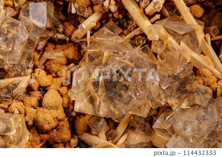 Macro stone mineral Fluorite on a black background Macro stone mineral Fluorite on a black background 114432333