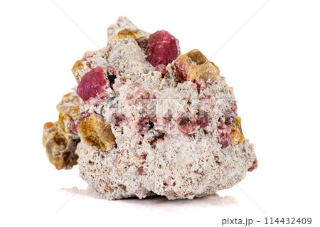 macro mineral tourmaline stone on white background macro mineral tourmaline stone on white background 114432409