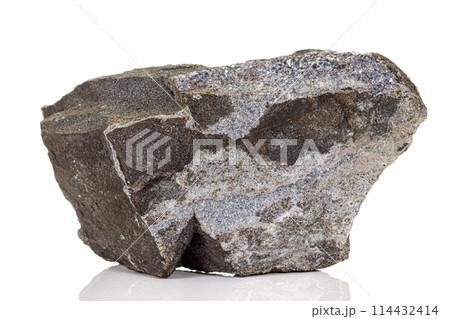 Macro stone Aegirine in charoite on white background 114432414