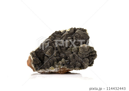 Macro stone Stannite mineral on white background Macro stone Stannite mineral on white background 114432443