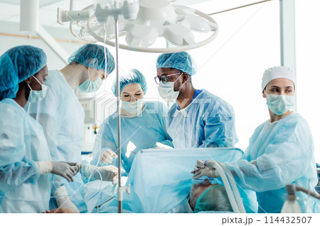 professional awesome team of surgeons treat injuries, and deformities 114432507
