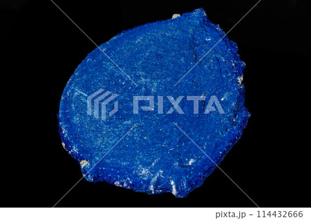 Macro mineral stone Azurite in siltstone against black background 114432666
