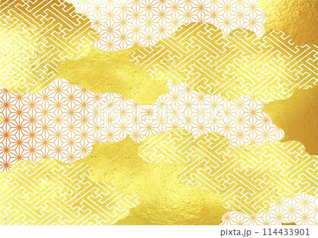 金箔の和柄背景 114433901