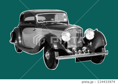 Halftone vintage car isolated on color background. Halftone vintage car isolated on color background. 114433974