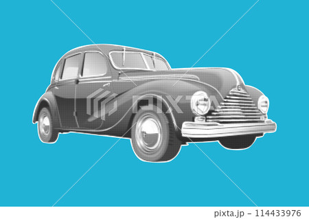 Halftone vintage car isolated on color background. Halftone vintage car isolated on color background. 114433976