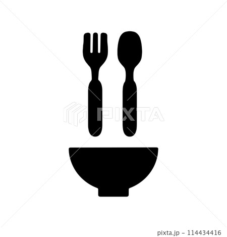 子供用食器、フォークとスプーンあります　アイコンイラスト 114434416