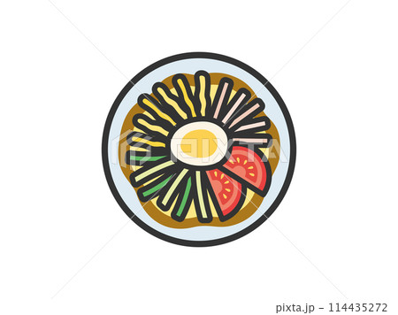 冷やし中華のアイコン（線画カラー）のイラスト 114435272