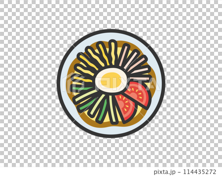 冷やし中華のアイコン（線画カラー）のイラスト 114435272