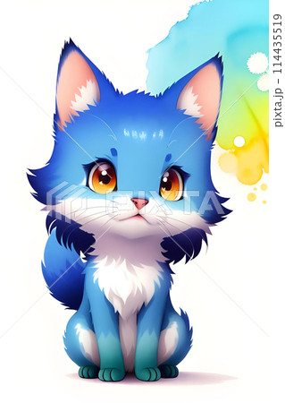 Funny kitten. Imitation of painting. Stylized illustration. 114435519