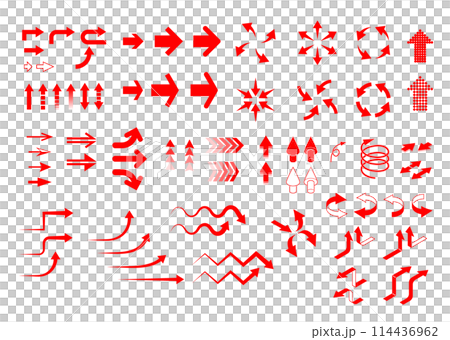 Various types of arrow icon set (red) 114436962