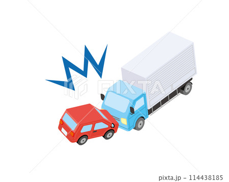 トラックと乗用車の正面衝突の交通事故 114438185