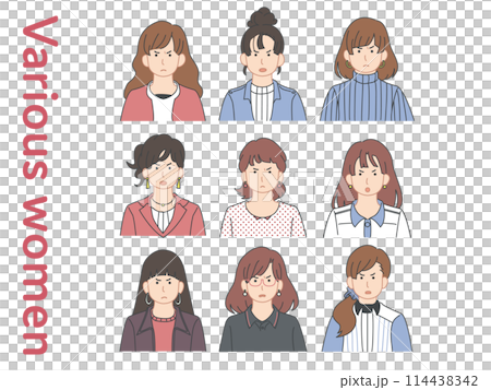 Collection of business icons for women in their 20s and 30s Collection of business icons for women in their 20s and 30s 114438342