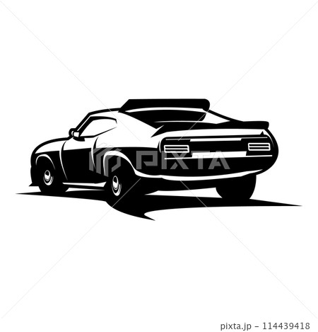 vector illustration of classic car silhouette 1973 Ford eagle GT car isolated on white background seen from behind. Best for badges, emblems, icons, sticker designs. available ep 10. vector illustration of classic car silhouette 1973 Ford eagle GT car isolated on white background seen from behind. Best for badges, emblems, icons, sticker designs. available ep 10. 114439418