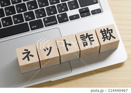 ネット詐欺と書かれた積み木のブロック ネット詐欺と書かれた積み木のブロック 114440467