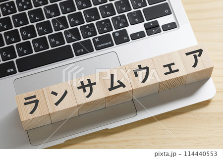 ランサムウェアと書かれた積み木のブロック ランサムウェアと書かれた積み木のブロック 114440553