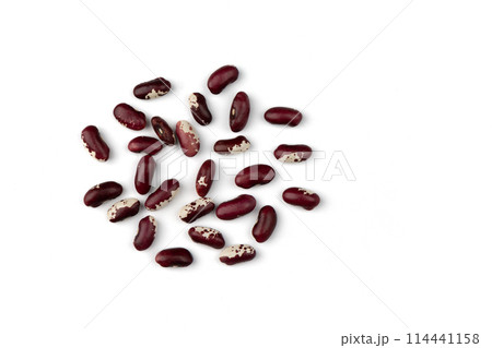 heap of red beans on white background, top view 114441158