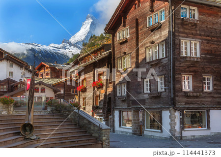 Zermatt, Switzerland street view and Matterhorn 114441373