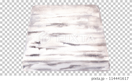 Marble cutting board. Empty grey granite plank. Stone surface for interior. Marbling kitchen texture. Front diagonal view. Template for food projects, home design. Watercolor illustration 114441617