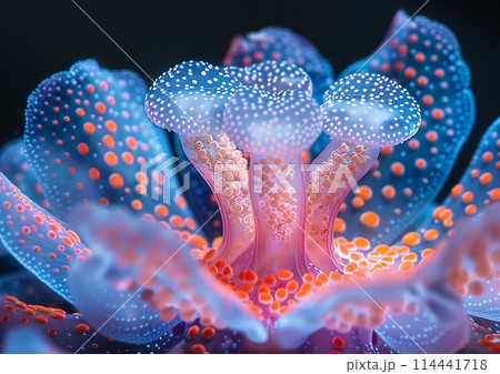 Enchanted Underwater Petals: Flowers Luminous Dance with Bubbles 114441718