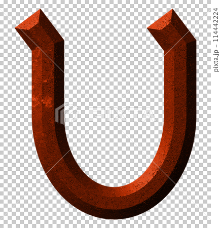 3D rendered illustration. Beveled stone letter. Custom art font. 114442224