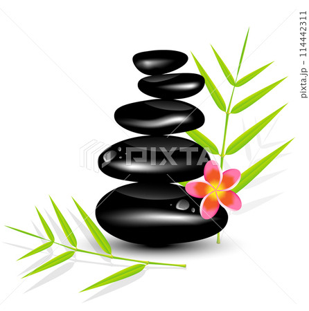 Hot Stone Massages and bamboo leaf 114442311