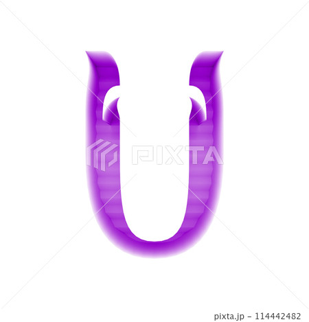 3D rendered illustration. Indented decorative letter. Custom art font. 114442482