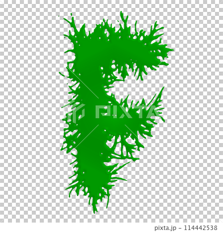 Green slime letter on white background. Custom art font.3D rendered illustartion. Green slime letter on white background. Custom art font.3D rendered illustartion. 114442538