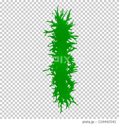 Green slime letter on white background. Custom art font.3D rendered illustartion. Green slime letter on white background. Custom art font.3D rendered illustartion. 114442541