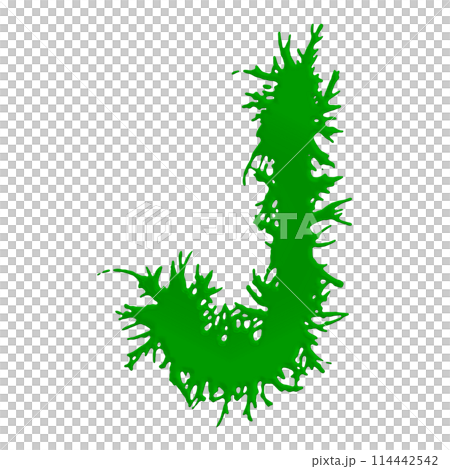 Green slime letter on white background. Custom art font.3D rendered illustartion. 114442542