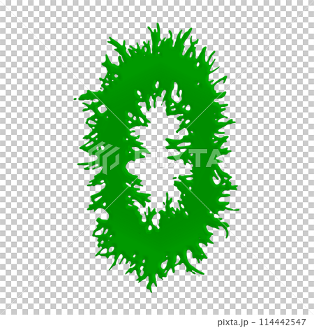 Green slime letter on white background. Custom art font.3D rendered illustartion. 114442547