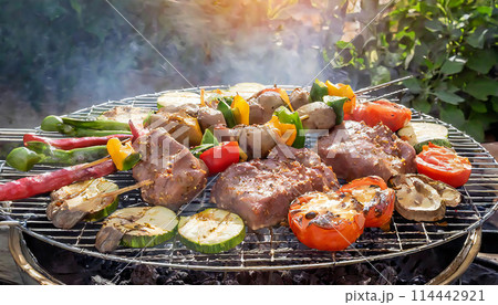 BBQ　バーベキュー　素材 114442921